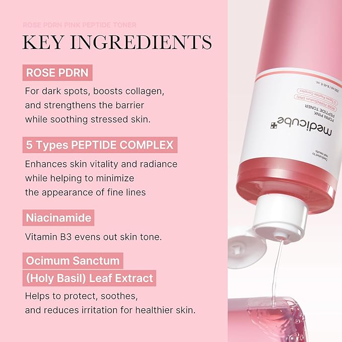 medicube PDRN Pink Peptide Toner I Pink Glow Toner for Skin Boosting, Soothing and Calming, Uneven Skin Tone, Rose PDRN & Peptide & Niacinamide, Korean Skin Care (250ml / 8.45 fl. oz.)-VivaGrace Women