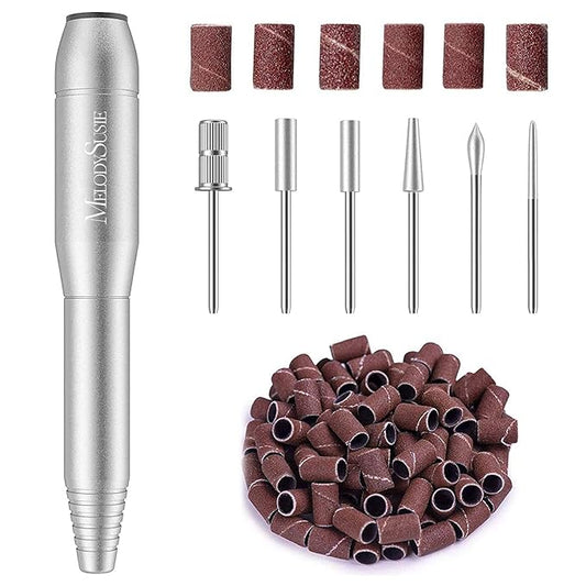 MelodySusie Portable Electric Nail Drill,PC120B Compact Efile Electrical Professional Nail File Kit for Acrylic, Gel Nails, Manicure Pedicure Polishing Shape Tools Design for Home Salon Use, Silver-VivaGrace Women