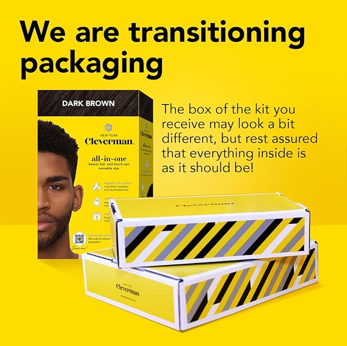 Cleverman Hair & Beard Dye Kit for Men, All-in-One Reusable Mens Hair Color, Natural Gray Coverage, Ammonia-Free Beard Mustache Dye (Jet Black for Black Men)-VivaGrace Women