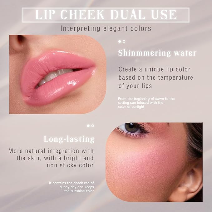 2PCS Color Changing Blush Stick for Cheeks Makeup,Clear Blush PH Temperature Change Magic Pink Cream Blusher Waterproof Multi-Use Lips and Face Tint,Matte Finish Natural Lightweight Jelly-VivaGrace Women
