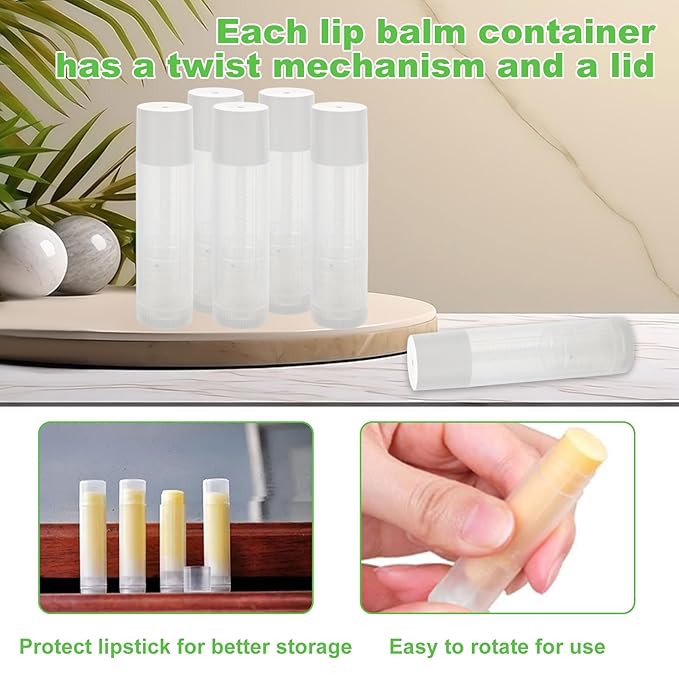 Lip Balm Tubes with Filling Tray and Spatula, 100PCS 5ml White Lip Balm Containers with White Caps, DIY Lip Care Balms Making Tray and Spatula for Women Girl Cosmetics Makeup-VivaGrace Women