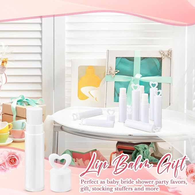 100 Pcs Lip Balm Bulk Heart Shape Lip Balm Jasmine Scented Beeswax Lip Balm Moisturizing Lip Balm Add Your Own Labels for Teacher Baby Shower Coworkers Friend Gift-VivaGrace Women