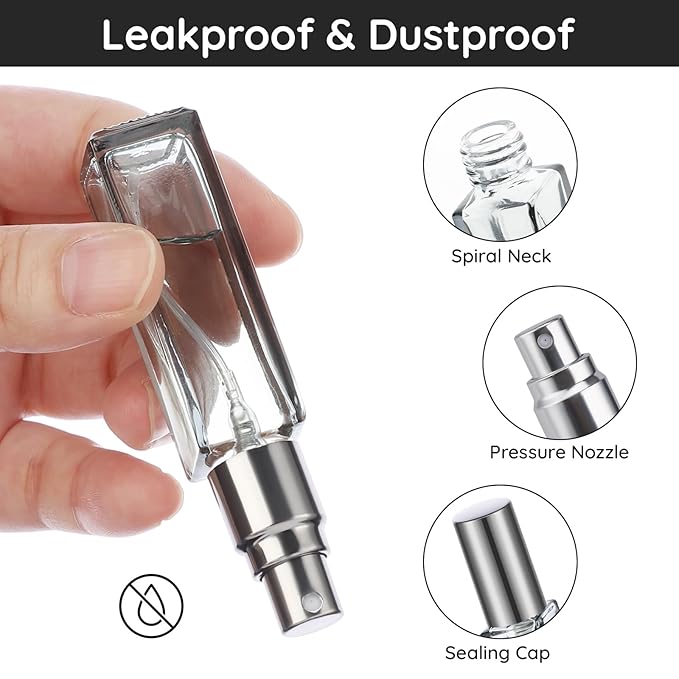 Segbeauty Travel Perfume Bottle Refillable, Empty Mini Portable Perfume Atomizer with Funnel, 5 Set of 10ML Glass Spray Bottle Fine Mist Leak-proof Sprayer Travel Sample Bottles for Cologne Fragrance-VivaGrace Women