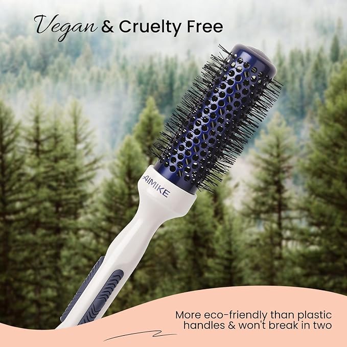 AIMIKE Nano Ionic Tech Small Round Brush, Ceramic Round Brush for Blow Drying, Styling and Boost Volume, Natural Wood Round Hair Brush, One Piece Design - 1.4 Inch/35mm-VivaGrace Women