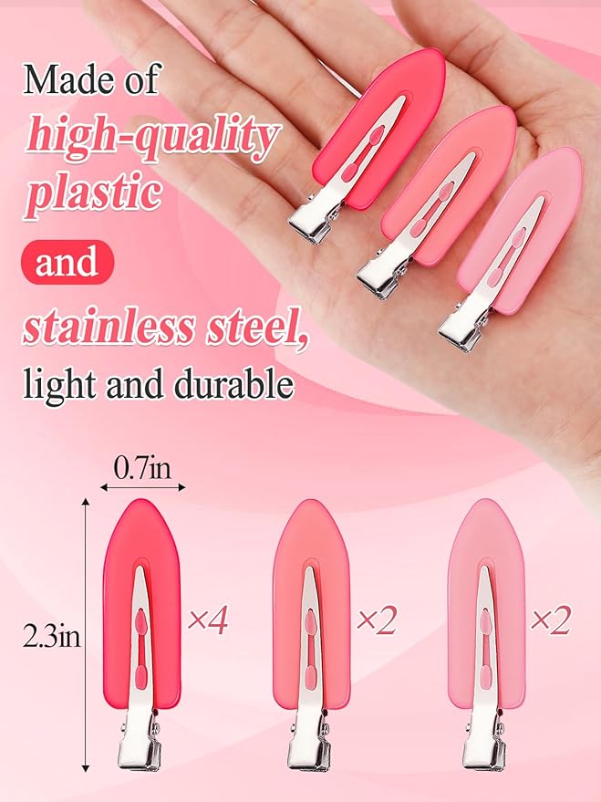8Pcs No Bend No Crease Hair Clips- Styling Duck Bill Clips Alligator Hair Barrettes for Styling Sectioning, Small Gifts for Women Girl Salon Hairstyle Hairdressing Bangs Waves, Gradient Pink-VivaGrace Women