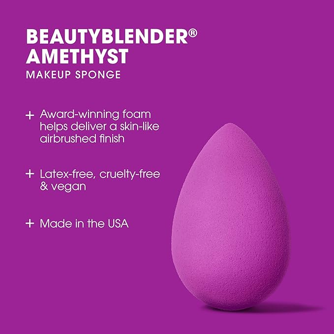 Beautyblender® | Amethyst Beauty Blender Makeup Sponge, Super-Soft Foam Easily Blends Foundations, Powders & Creams, Made in USA, Reusable, Washable, Streak Free Application, Vegan, Cruelty Free-VivaGrace Women