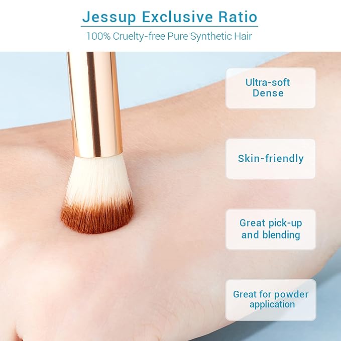 Jessup Eye Makeup Brushes Set, Premium Synthetic Eyeshadow Blending Concealer Eyebrow Eyeliner Brush, 15pcs Labeled Bamboo Make Up Brushes T137-VivaGrace Women