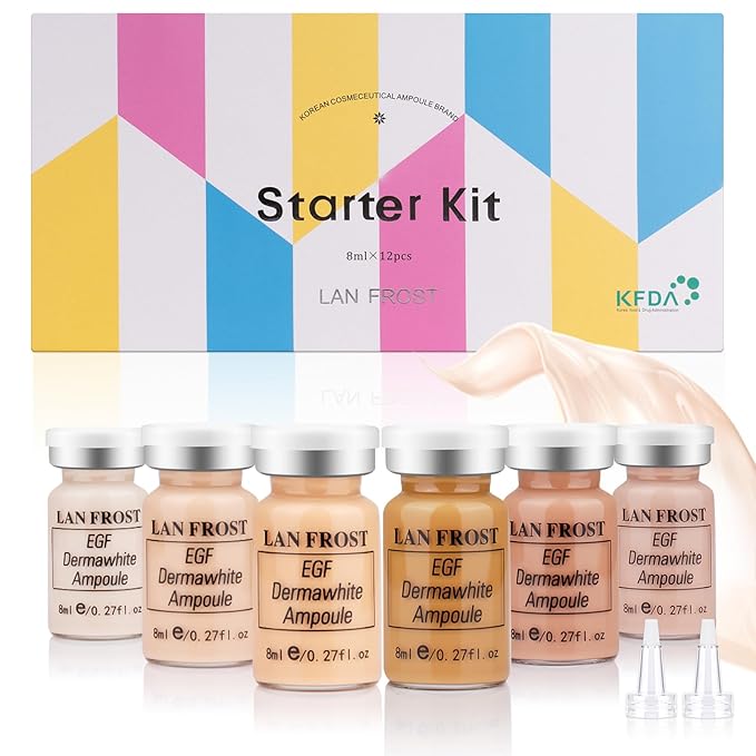BB Facial Glow Serum Starter Kit Hyaluronic Acid Essence Foundation Skin Care Kit 0.27oz 6 Vials, Combined With Niacinamide and Peptides To Brighten Skin Tone Anti-Aging Foundation 6-Color(Multicolo)-VivaGrace Women