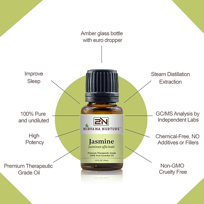 Jasmine Essential Oil 100% Pure Premium Therapeutic Grade, Undiluted - Aromatherapy Diffuser for Calm and Relaxation, Skin Care, Hair Care-VivaGrace Women