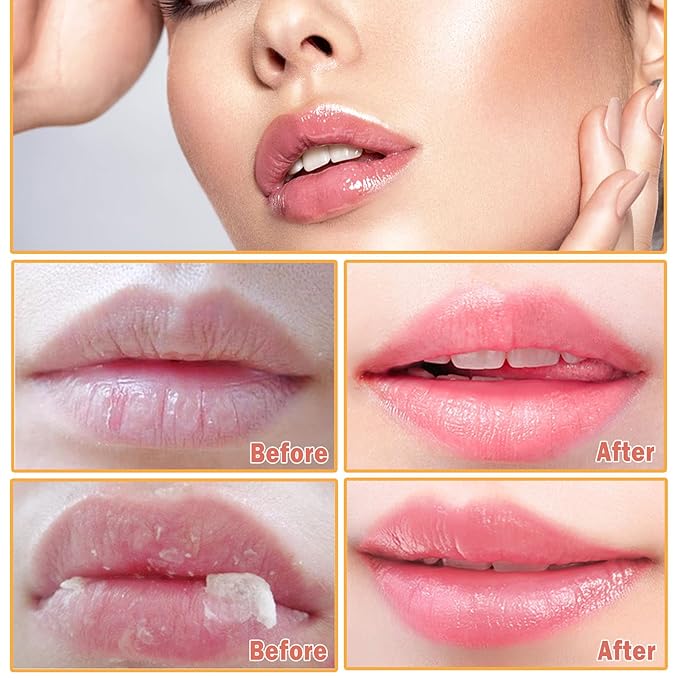 2Pcs Honey Pot Bee Lip Balm with Honey Spoon,Honey Lip Sleeping Mask Overnight 24HR Repair Lip Reduces Lip Lines,Exfoliator Moisturizing Moisture Dry & Chapped Lip Care Products-VivaGrace Women