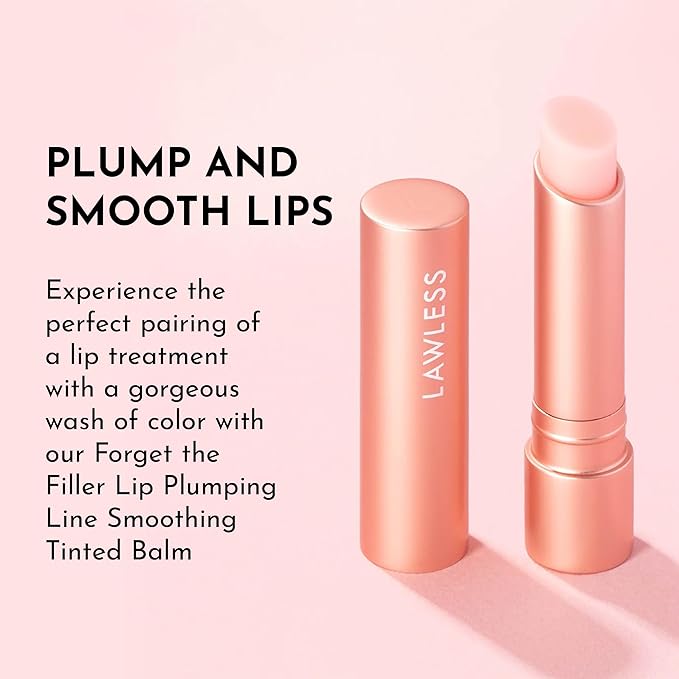 LAWLESS Forget the Filler Lip Plumping Line Smoothing Tinted Balm, Pink Marshmallow, 0.09 Ounce-VivaGrace Women