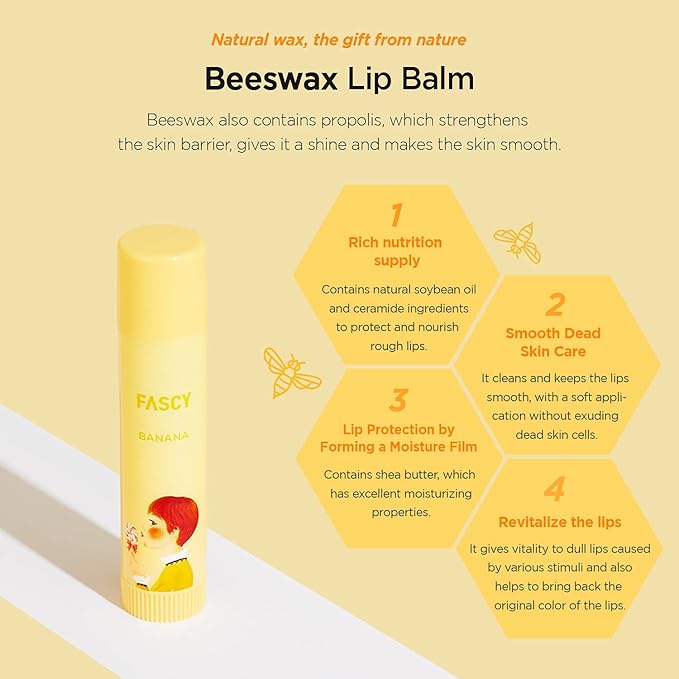 FASCY Lollipop Lip Balm Banana, Lip Balms & Moisturizers, Korean Lip Balm, Korean Lip, Korean Lip Products, Paraben Free, Moisturizing, 0.13 Oz, (Banana)-VivaGrace Women