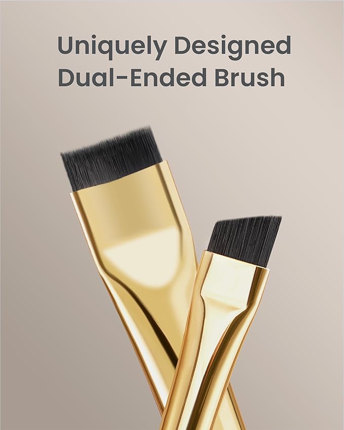 Desert Oak Series Precision Thin Eyeliner Brush - Dual-Ended Angled & Concave Tips for Winged Lines/Tightlining, Gel & Liquid Liner Compatible, Ebana Handle (CM 161)-VivaGrace Women