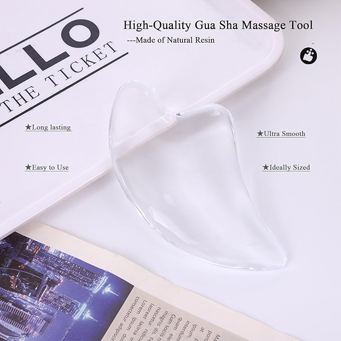 Transparent Gua Sha Facial Tools Natural Resin Face Massage Tool, Body Gua Sha Lymphatic Drainage Massager Fascia Blaster for Cellulite Remove Skin Care, Relieve Muscle Tension and Jawline Sculpting-VivaGrace Women