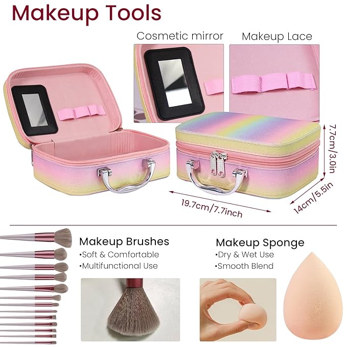 Makeup Kit for Women Full Kit, Travel Makeup Kit, Makeup Gift Set for Teens Girls Beginners Professionals, Makeup Bundle Include 2 Matte & Glitter Eyeshadow Palettes, Lip Gloss Set-VivaGrace Women