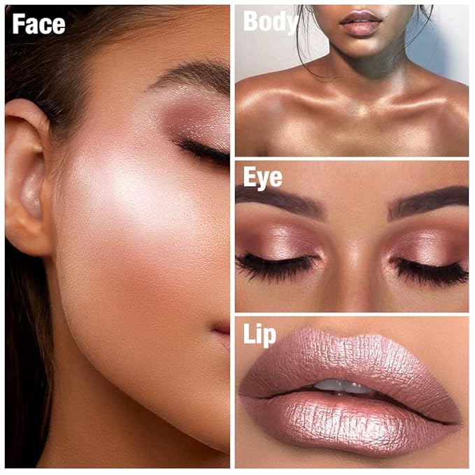 Chubby Cream Highlighter Stick for Face, Glitter Eyeshadow Makeup, Highlight Stick, Face Highlighters & Luminizers, Light Pink Peach Shimmer-VivaGrace Women