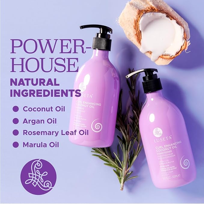 Luseta Curly Hair Shampoo & Conditioner Set with Coconut Oil, Unlimited Bounce and Definition for wavy and Coily hair, Reduce Frizz and Repair Dry Hair, for All Curl Types Sulfate Free 16.9Fl oz × 2-VivaGrace Women