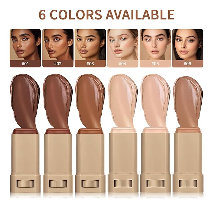 Multi-Use Foundation Stick Beauty Balm Serum Boosted Skin Tint, On-The-Go Tinted Solid Serum, Lightweight and Buildable Creamy Skin Tint Stick Makeup, Natural Finish(02#)-VivaGrace Women