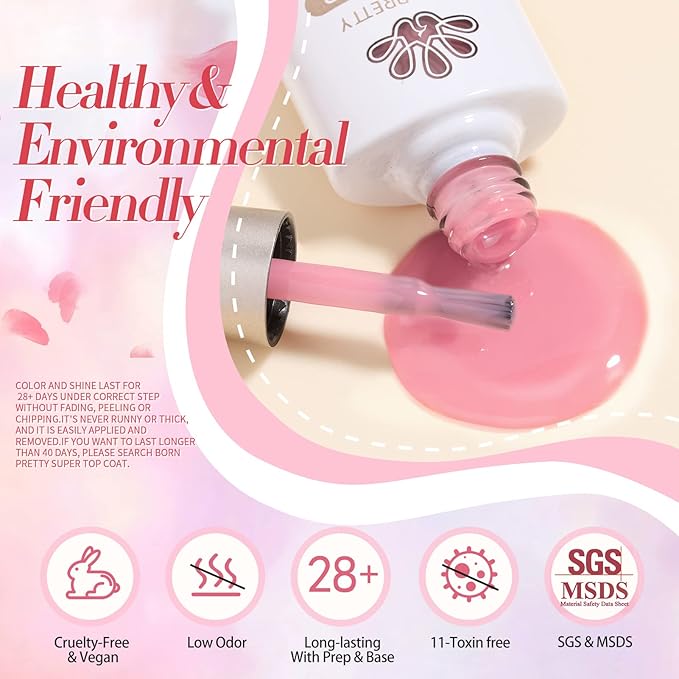 Born Pretty Jelly Nude Pink Gel Nail Polish Sheer Transparent Gel Polish 6Colors Soak Off U v Light Cure Gel Polish Kit for Salon and Nail Art DIY at Home-VivaGrace Women