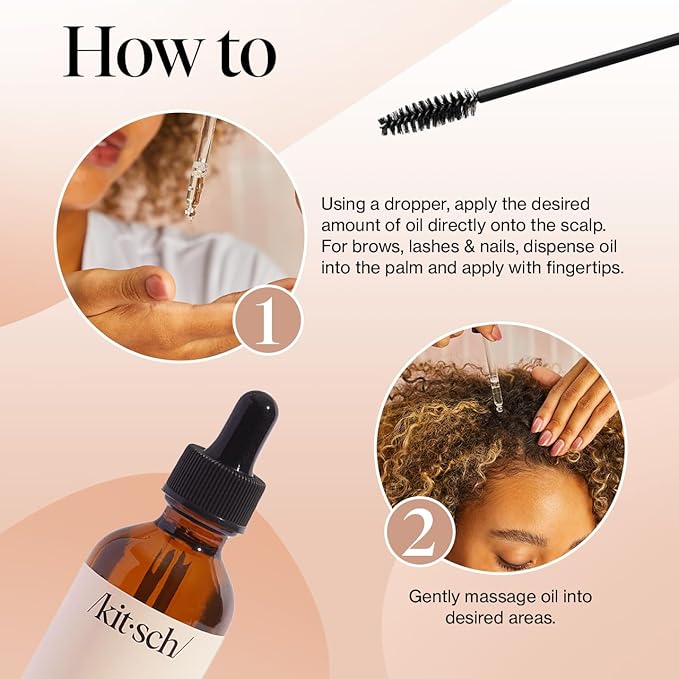 Kitsch Organic Castor Oil for Hair Growth - 100% Pure Castor Oil, Organic Cold Pressed Unrefined Glass Bottle for Face, Skin, Lashes, Brows, Scalp, Nails & Belly Button - Hexane Free, USDA - 2 oz-VivaGrace Women