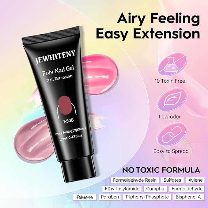 JEWHITENY 14 Colors Poly Gel Nail Kit 27 Colors Gel Nail Polish Kit With U V Light All In One Nail Art Starter Kit Suitable For All Seasons-VivaGrace Women