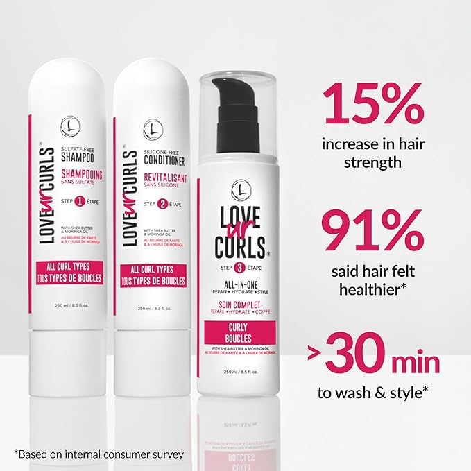 Love Ur Curls - Shampoo & Conditioner Set with All in One Curl Cream Styler for Kinky & Coily Hair, 3 Step System for Repair and Moisturizing-VivaGrace Women