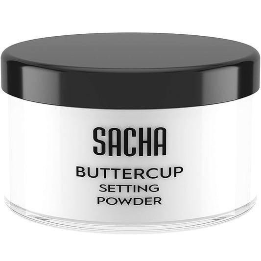 Sacha BUTTERCUP No Color Setting Powder Makeup 1.75 Oz. Translucent Setting Powder for Oily Skin Finishing Powder Loose Powder Makeup Blurring Powder Blurs Fine Lines and Pores For All Skin Tones-VivaGrace Women