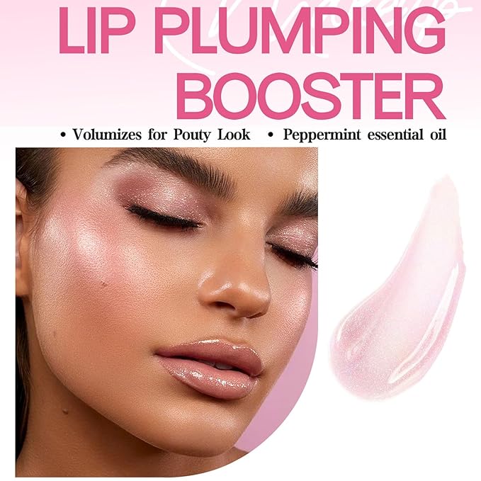 Lip Plumping Booster, Plumping Lip Oil with Chili Extract, Plump & Pout Lip Plumper, Slightly Spicy Lip Plumping Gloss, Fuller Lips Instantly, Hydrating, High-Shine-VivaGrace Women