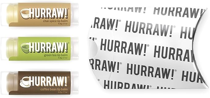Hurraw! Chai Spice, Green Tea, Coffee Bean Lip Balms, 3 Pack Bundle: Organic, Certified Vegan, Cruelty and Gluten Free. Non-GMO, 100% Natural Ingredients. Bee, Shea, Soy and Palm Free. Made in USA-VivaGrace Women