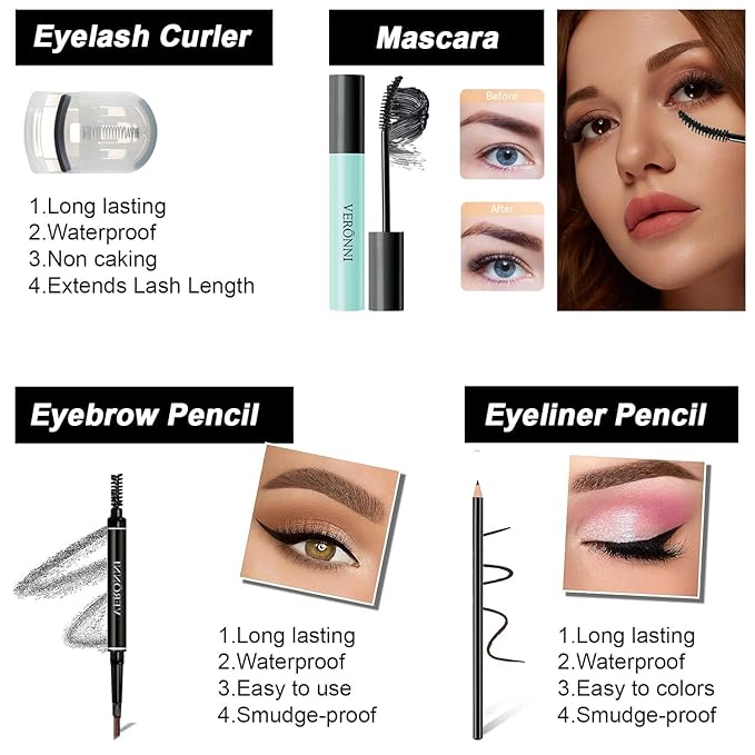 VERONNI All in One Makeup Kit,Eye Face Lips Makeup For Mother's Day,Multipurpose Women's Makeup Sets,Beginners and Professionals Alike (All in one makeup set)-VivaGrace Women