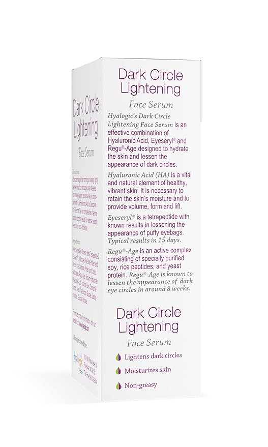 Hyalogic Dark Circle Lightening Face Serum - Treat Under Eye Dark Circles w/Hyaluronic Acid, Eveseryl & Regu-Age - Soothe, Nourish & Rejuvenate Skin - 1oz-VivaGrace Women