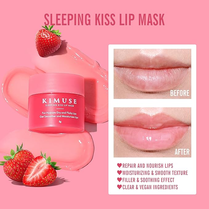 KIMUSE Lip Sleeping Mask Set - Overnight Treatment Lip Care Products | Moisturize & Nourish, Cracked Dry Lips, Intense Hydration with Shea Butter (Colorful Berries)-VivaGrace Women