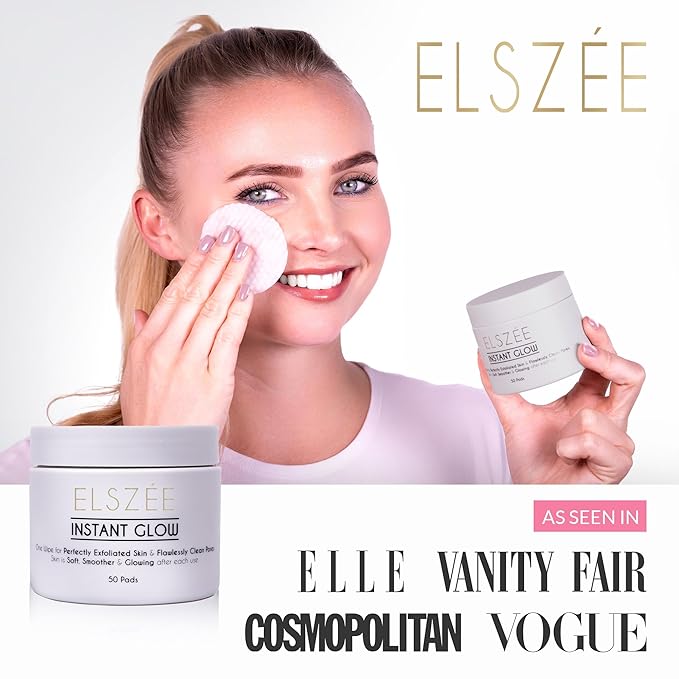 ELSZÉE Instant Glow Exfoliating Treatment Pads | Daily Exfoliant | 2-in-1 Deep Pore Cleansing & Radiance Boost | Luxury London-Formulated Skincare | 30 Pre-Soaked Pads