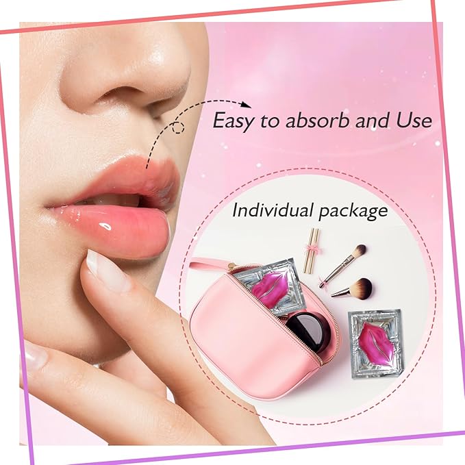 Adofect 30 Pieces Collagen Crystal Lip Masks,Pink Lip Patches& Moisturizers Collagen Lip Pads Great for Hydrating Skin, Anti Chapped & Anti-Aging and Plump Your Lips,Pink-VivaGrace Women