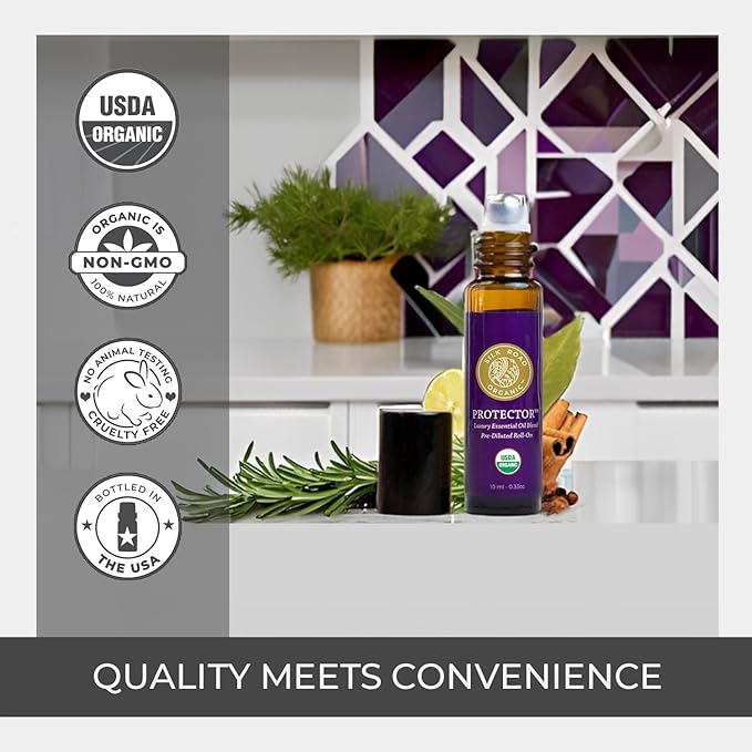 Silk Road Organic Protector Essential Oil Immunity Blend Roll On, Based on Thieves Oil Legend, 100% Pure USDA Certified Health Shield Aromatherapy - 10 ml Roller-VivaGrace Women