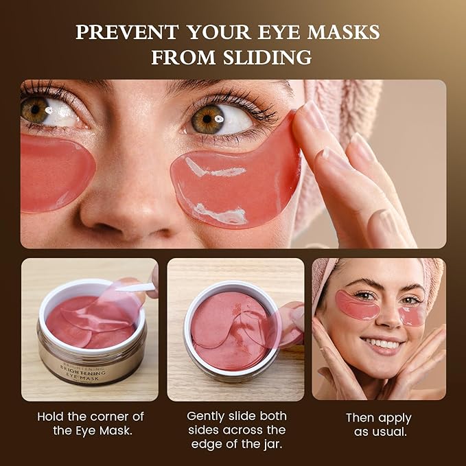 Caffeine Brightening Eye Masks - Under Eye Patches for Dark Circles, Eye Bag, Wrinkle, Puffiness with Hyaluronic Acid - Hydrating Eye Masks for Women and Men, Less Tired-VivaGrace Women