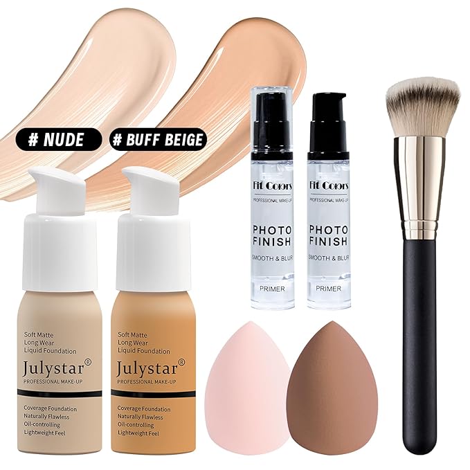 Full Makeup Set Kit for Women Girls Teens, Makeup Present Set, Foundation Face Primer, Eyeshadow Eyeliner Eyebrow Pencil Soap Mascara, Counter Stick Liquid Lipsticks, Brush & Sponges-VivaGrace Women