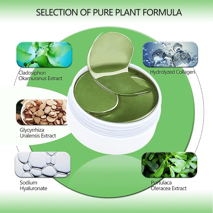 Collagen Under Eye Patches,Seaweed Eye Mask,Under Eye Pad For Dark Circles And Puffiness,Eye Gel Treatment Masks for Puffy Eyes,Under Eye Bags,Anti Wrinkle,Improve and Firm Eye Skin-VivaGrace Women