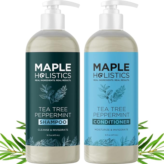 Tea Tree Mint Shampoo and Conditioner - Tea Tree Rosemary Mint Shampoo and Conditioner Set Sulfate Free for Daily Clarifying and Dry Scalp Care - Paraben and Sulfate Free Shampoo and Conditioner 16oz-VivaGrace Women