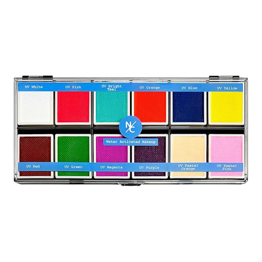 UV 12-Color Palette - Water-Activated Neon Glow Makeup for Face & Body - Fluorescent Shades for SFX, Party Makeup, Cosplay & Theatrical Performances-VivaGrace Women