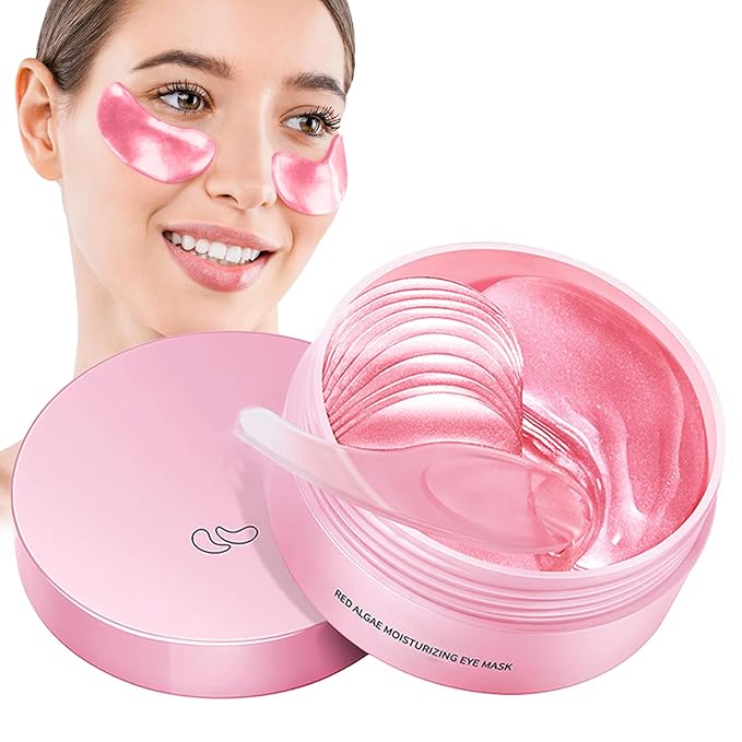 60pcs Under Eye Mask, Pink Collagen Under Eye Patches for Puffy Eyes & Dark Circles Treatments, Reduce Under Eye Bags Smooth Wrinkles, Lighthen Fine Lines, Moisturizing Under Eye Masks-VivaGrace Women