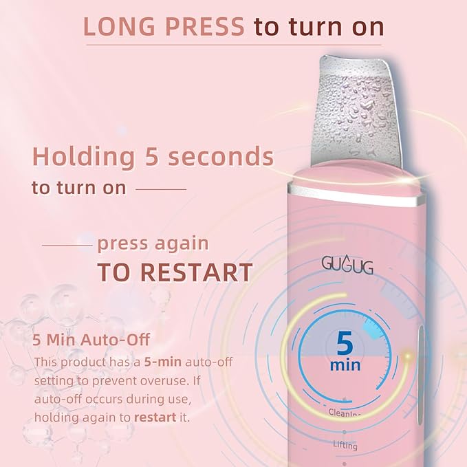 GUGUG Skin Scrubber Face Spatula Skin Spatula Pore Cleaner Blackhead Remover Tools for Facial Deep Cleansing-4 Modes, Pink-VivaGrace Women
