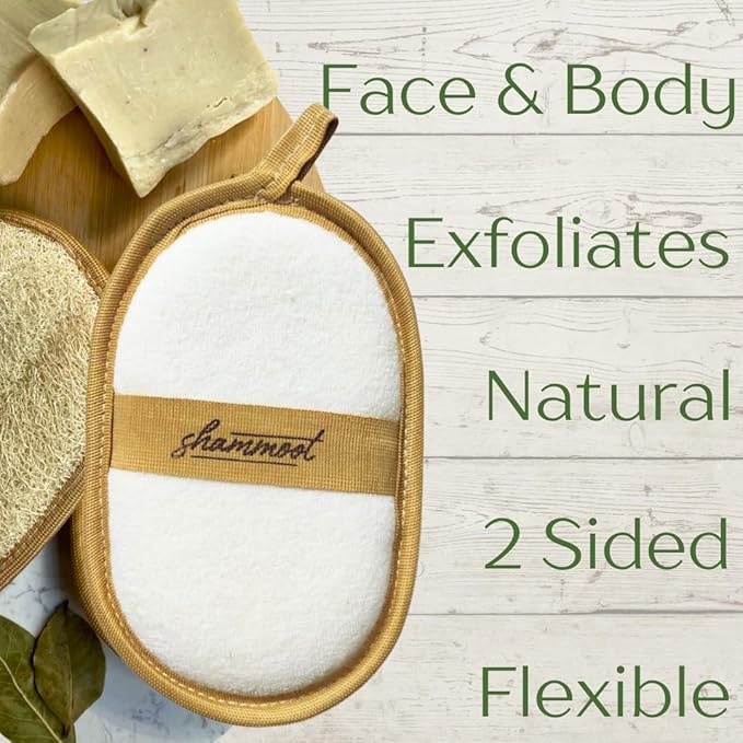 Natural Loofah Exfoliating Body Scrubber – Jordanian Natural Loofah Sponge Exfoliates Face & Body for Healthier Skin – 2-Sided Lufas for Men & Women – Body Wash Scrubber (Pack of 1)-VivaGrace Women