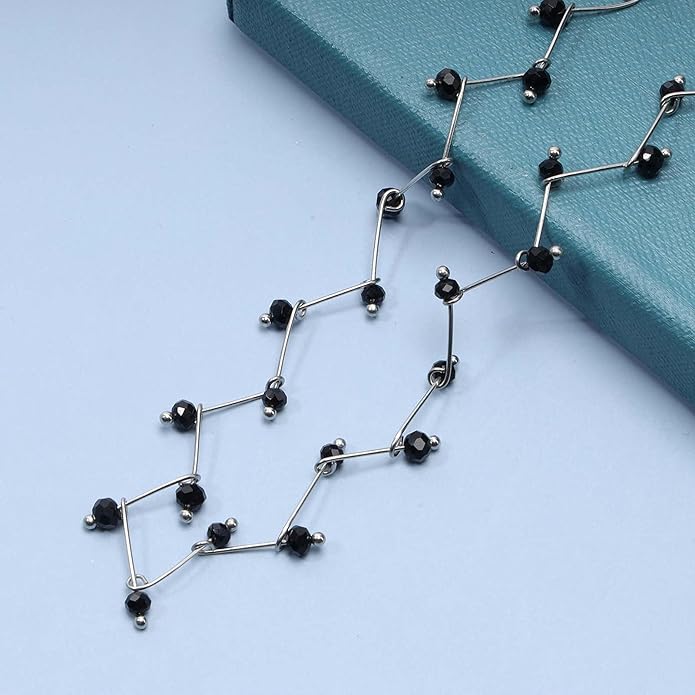Black Crystal Choker Necklace Short Black Beaded Choker Necklace Silver Chain Necklace Minimalist Necklace Jewelry for Women and Girls-VivaGrace Women