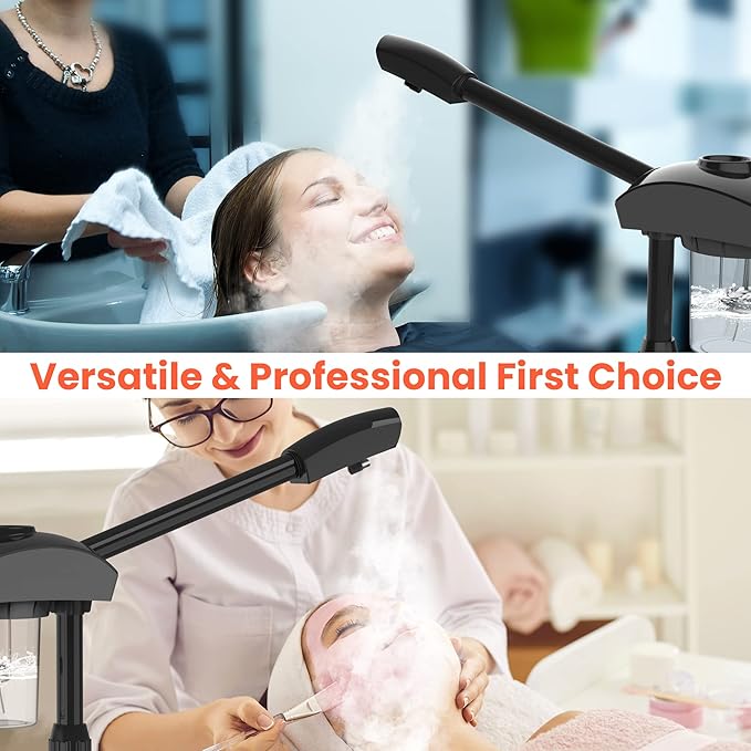 TASALON Ionic Facial Steamer, Professional Face Steamer for Facial, Esthetician Steamer for Face Spa and Salon Beauty, Hot Ionic Mist Face Steamer for Facial Deep Cleaning Skin Care Equipment- Black-VivaGrace Women