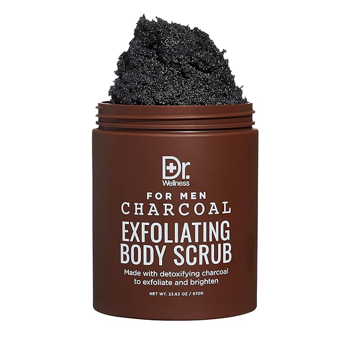 Dr. Wellness Body Scrub for Men- Ultimate Exfoliating Scrub Infused with Charcoal, Men’s Body Wash in Jar with Twist Top, 23 oz, For All Skin Types-VivaGrace Women