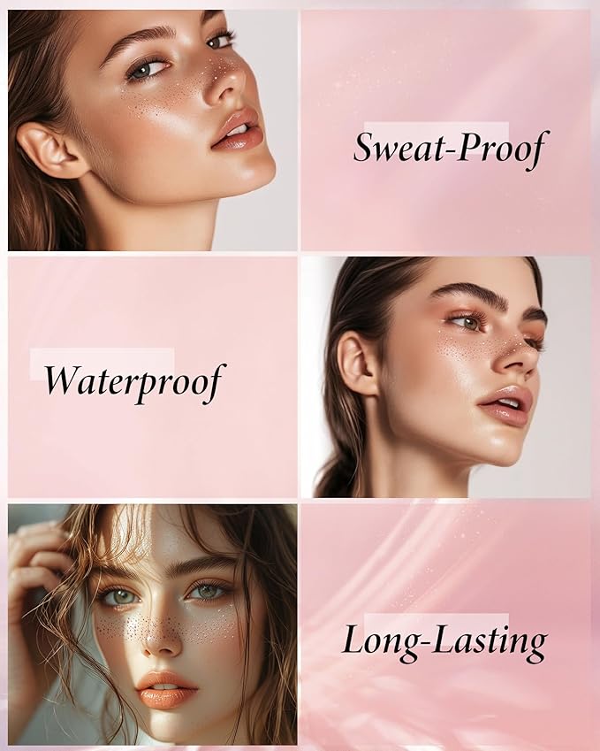 Glitter Freckles, Rose Gold Freckles Temporary Face Tattoos, Body Face Glitter for Women Girls, Country Concerts Singer Festival Rave Accessories (Rose Gold - 10 pcs)-VivaGrace Women