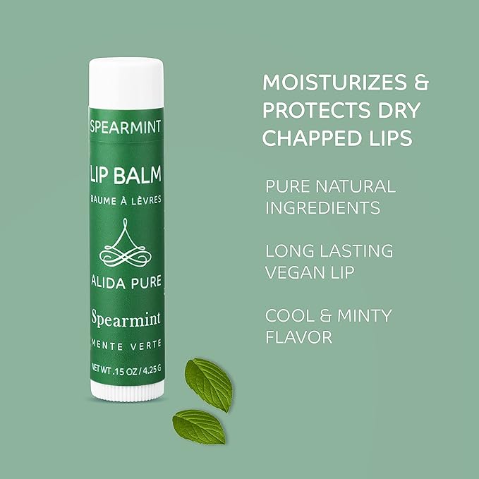 Spearmint Lip Balm Collection, Vegan Lip Balm Set, Beeswax Free, with Avocado Oil, Organic Jojoba Oil, and Vitamin E, Natural Moisturizer for Dry, Chapped Lips, 3 Tube Set-VivaGrace Women