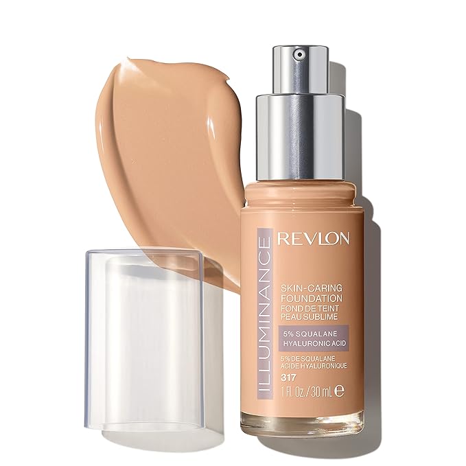 Revlon Illuminance Skin-Caring Liquid Foundation, Hyaluronic Acid, Hydrating and Nourishing Formula with Medium Coverage, 317 Tan Sand (Pack of 1)-VivaGrace Women