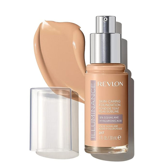 Revlon Illuminance Skin-Caring Liquid Foundation, Hyaluronic Acid, Hydrating and Nourishing Formula with Medium Coverage, 317 Tan Sand (Pack of 1)-VivaGrace Women